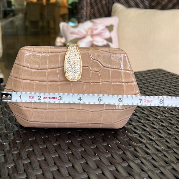 ALESSIA Patent Croc embossed clutch on chain - Picture 10 of 16